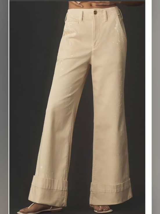 Zara Pants - Cuffed Wide Leg Butter Yellow Cotton Carpenter Pants Size S